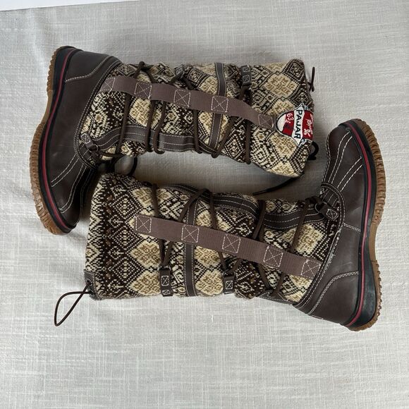 Pajar 63 Canada Weathergear Fair Isle Shearling Lined Lace Up Grip Boots 7-7.5 - Picture 13 of 16